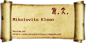 Mikolovits Kleon névjegykártya